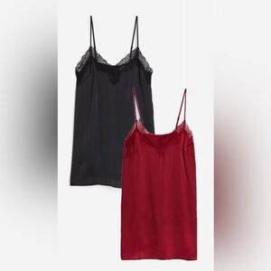 Satin Nightgown in Black and Dark Red